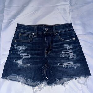 American Eagle Outfitters Blue Jean Shorts Distressed Frayed Hem